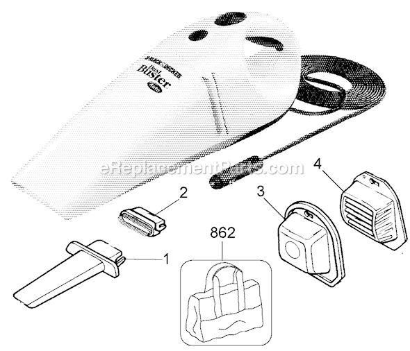 Page A Diagram and Parts List for AV1200 Type 1 Black and Decker Utility Vacuum